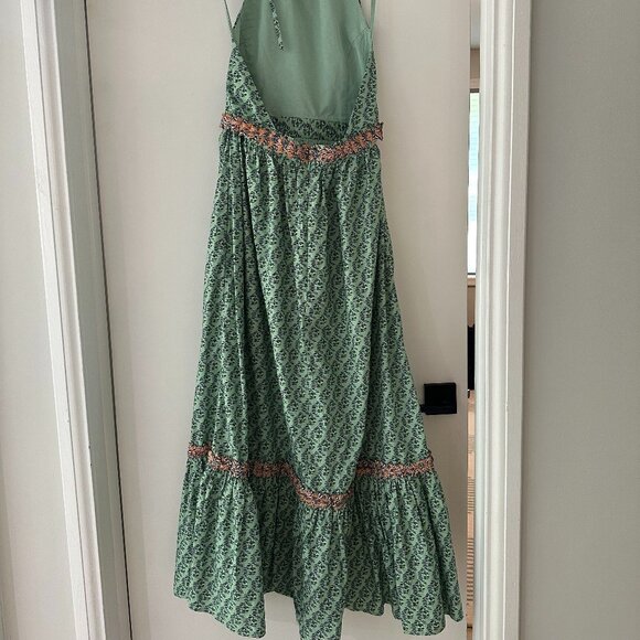 RHODE Salena Halter Maxi Dress, Garden-Print Mint Green - Picture 3 of 5